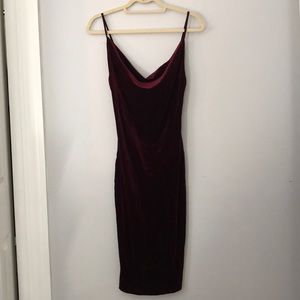 Lulus Maroon Cowl Neck Suede Midi Dress